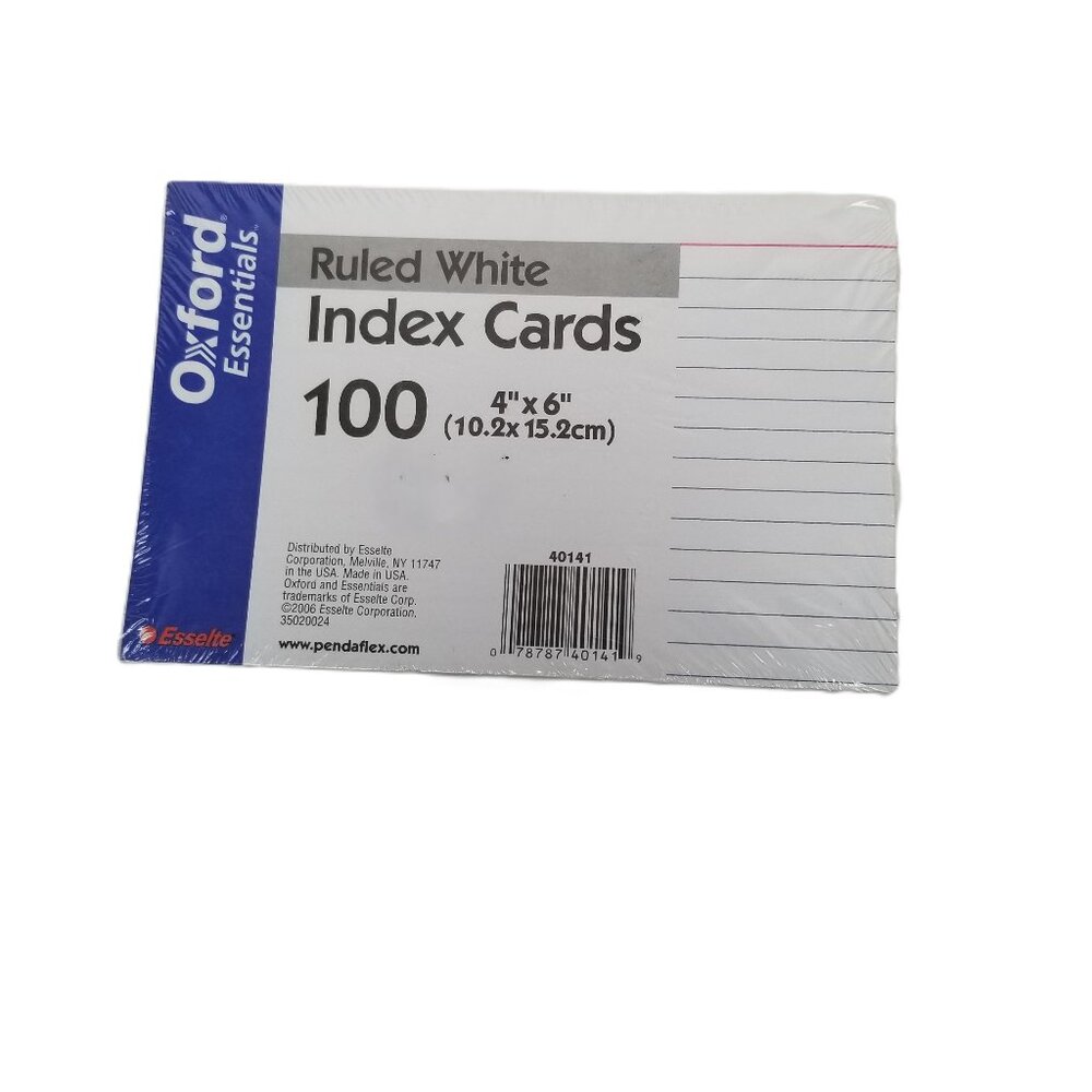 Oxford Ruled Index Cards 4x6 100 Count White Lined Study